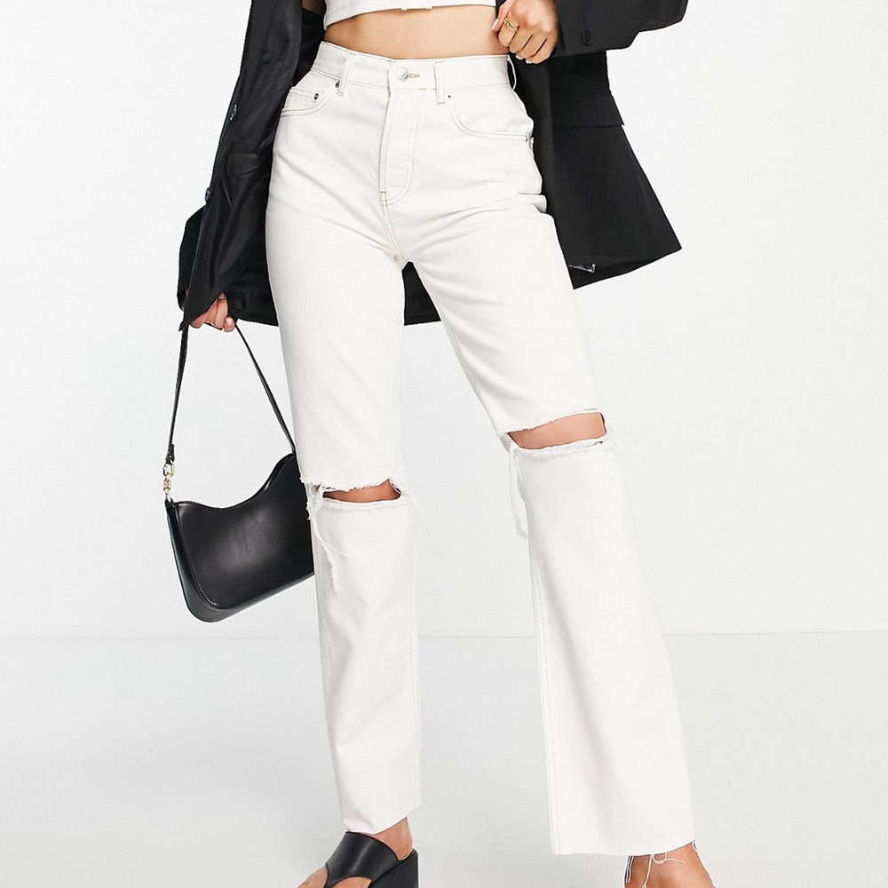 White ripped jeans